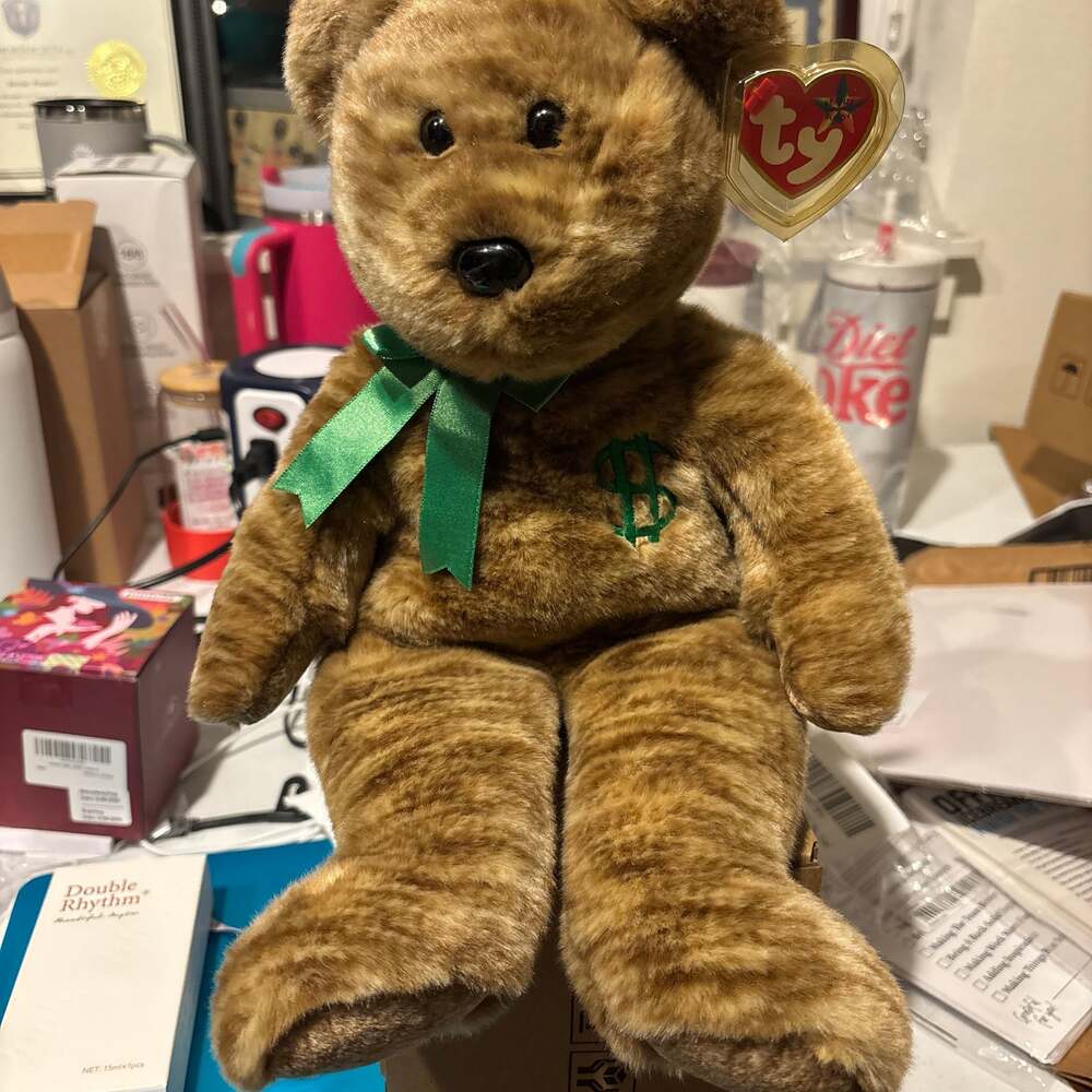 Ty Beanie Buddy Billionaire Brown Teddy Bear 14" Plush 2002